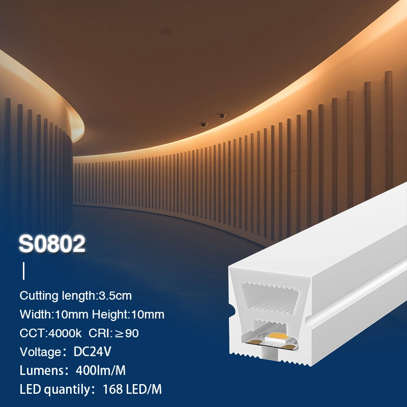 SMD 4000K Ra90 IP65 168LEDS/m L50000*W10*H10mm 24V Neon LED Strip-Außenbeleuchtung Haus--S0802