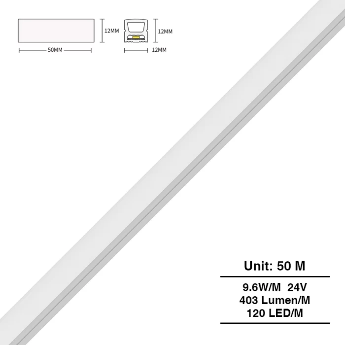 SMD 3000K Ra90 IP65 120LEDS/m L50000*W12*H12mm 24V Flexibler Neon LED Streifen-Badezimmer Lampe--S0803