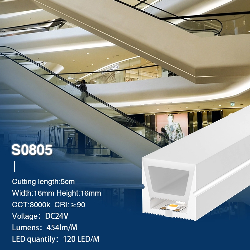 SMD 3000K Ra90 IP65 120LEDS/m L50000*W16*H16mm 24V Silikon-Neonstreifen-Terrassenbeleuchtung--S0805