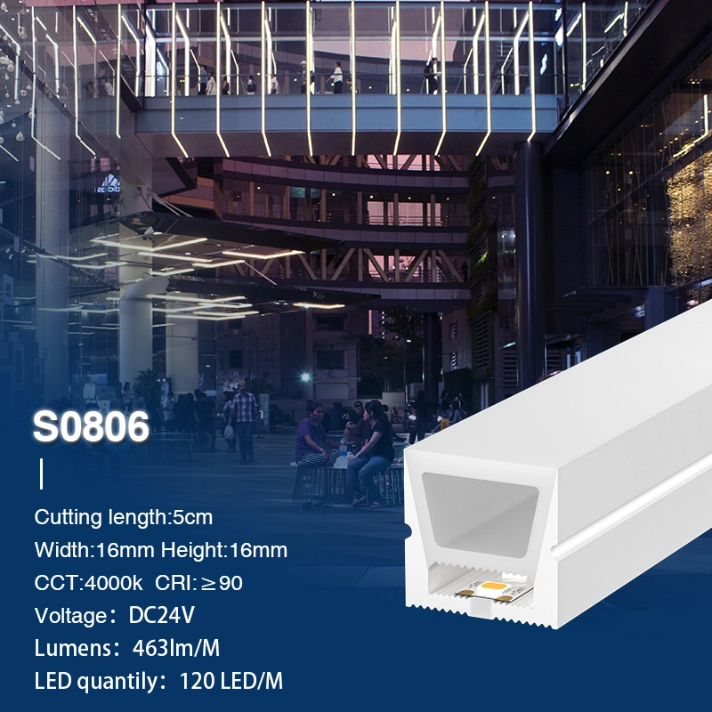 SMD 4000K Ra90 IP65 120LEDS/m L50000*W16*H16mm 24V Neon LED Strip-Terrassenbeleuchtung Decke--S0806