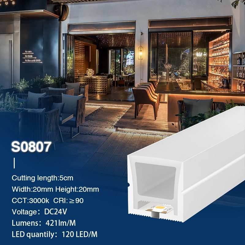 SMD 3000K Ra90 IP65 120LEDS/m L50000*W20*H20mm 24V LED Neon Flex-Treppenbeleuchtung--S0807