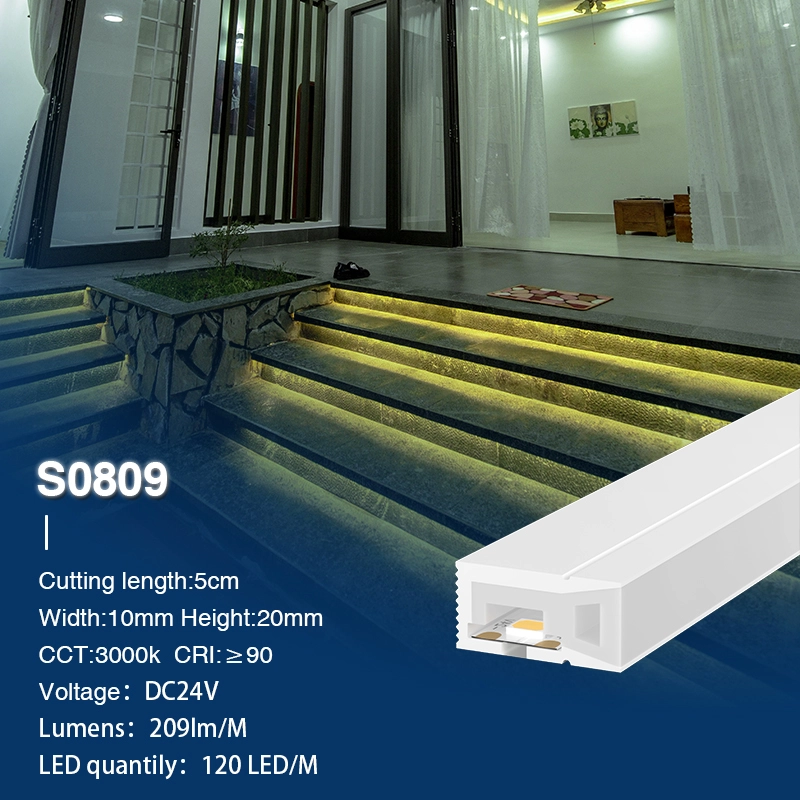 SMD 3000K Ra90 IP65 120LEDS/m L50000*W10*H20mm 24V LED Neon-Treppenbeleuchtung--S0809