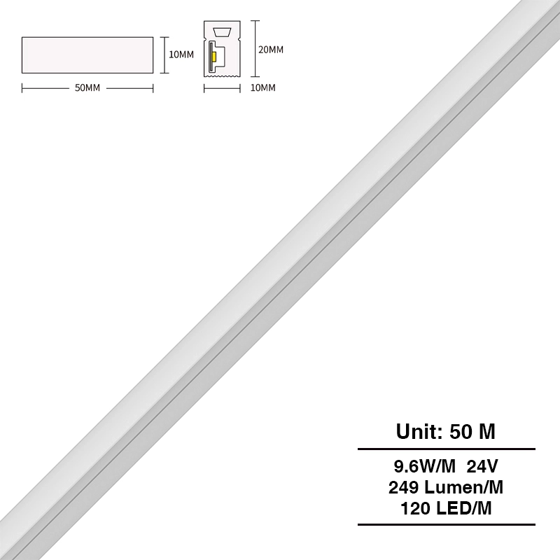 SMD 4000K Ra90 IP65 120LEDS/m L50000*W10*H20mm 24V Neon LED Strip Lights-LED Streifen Zimmer--S0810