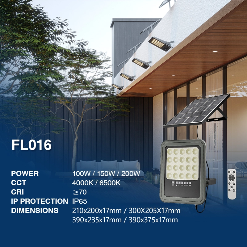 FL016 50W 6500K 375LM 90° Ra80 IP65 Solar Flutlicht-Pavillon Beleuchtung--02