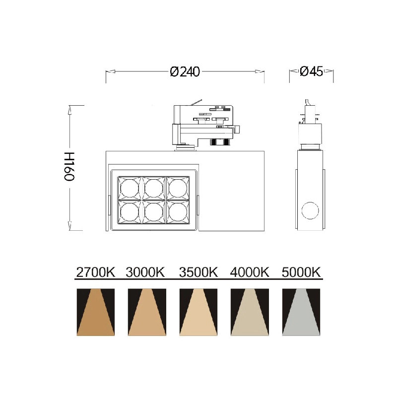 Quadratische Hochleistungs-LED-Schienenleuchte, 30 W, 2500 lm, kann individuell angepasst werden-Schienensystem Küche--02